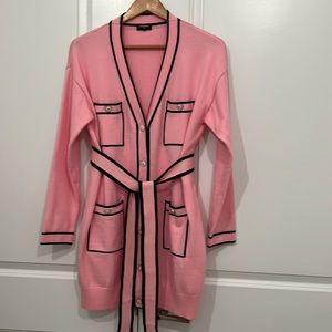 Desinger inspired pink knit long cardigan sz L